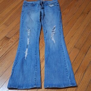 Vanilla Star Light Blue Distressed Flare Jeans